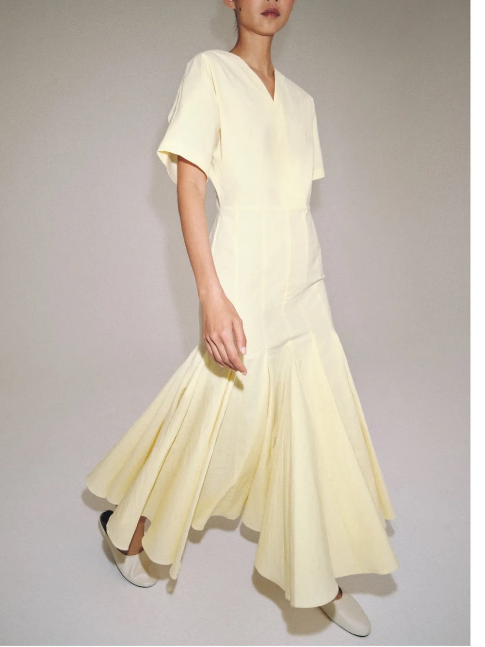 Zara NWT ZW COLLECTION butter yellow Midi maxi Dress